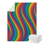 Curved Rainbow Pattern Print Blanket