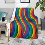 Curved Rainbow Pattern Print Blanket