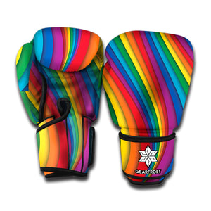 Curved Rainbow Pattern Print Boxing Gloves