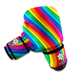 Curved Rainbow Pattern Print Boxing Gloves