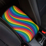 Curved Rainbow Pattern Print Car Center Console Cover