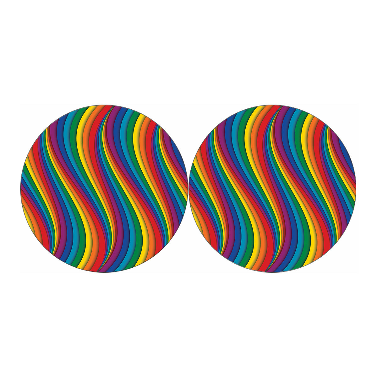 Curved Rainbow Pattern Print Car Coasters