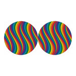 Curved Rainbow Pattern Print Car Coasters