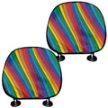 Curved Rainbow Pattern Print Car Headrest Covers