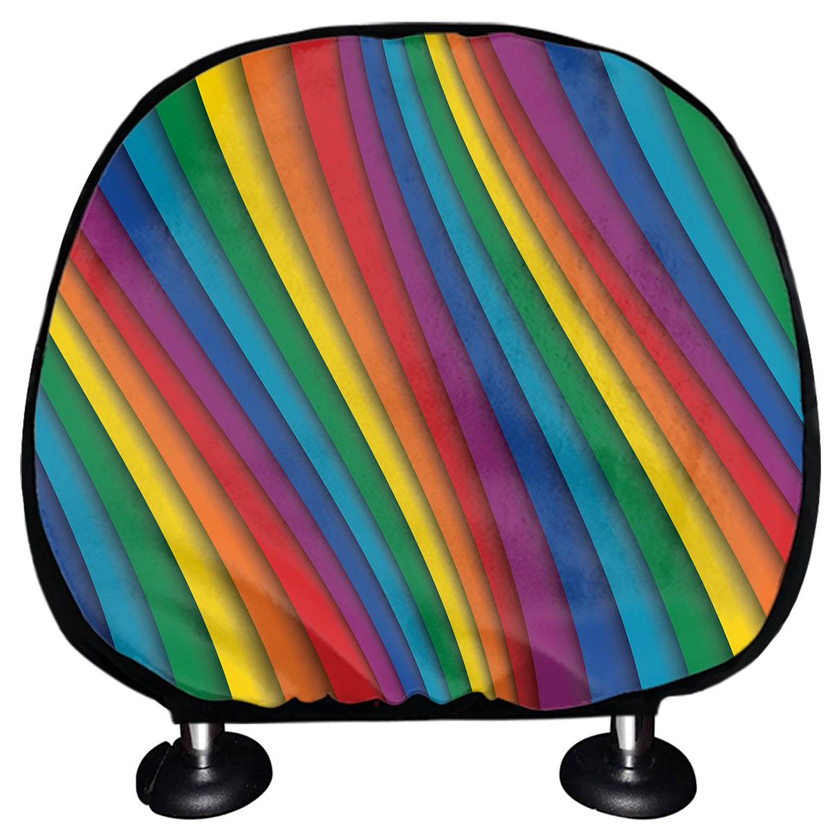 Curved Rainbow Pattern Print Car Headrest Covers