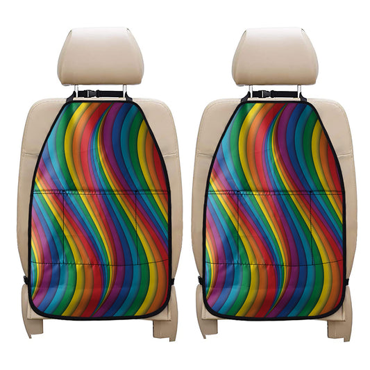Curved Rainbow Pattern Print Car Seat Organizers