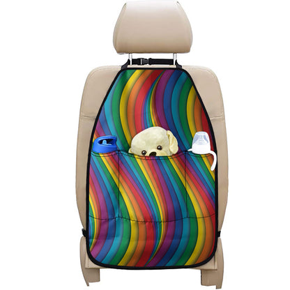 Curved Rainbow Pattern Print Car Seat Organizers