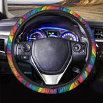 Curved Rainbow Pattern Print Car Steering Wheel Cover