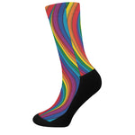 Curved Rainbow Pattern Print Crew Socks