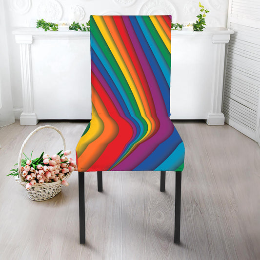 Curved Rainbow Pattern Print Dining Chair Slipcover