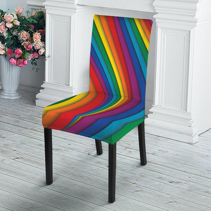 Curved Rainbow Pattern Print Dining Chair Slipcover
