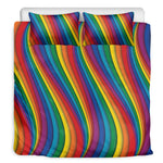 Curved Rainbow Pattern Print Duvet Cover Bedding Set