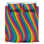 Curved Rainbow Pattern Print Duvet Cover Bedding Set