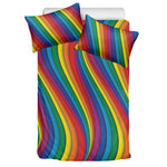 Curved Rainbow Pattern Print Duvet Cover Bedding Set
