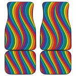 Curved Rainbow Pattern Print Front and Back Car Floor Mats