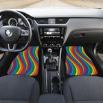 Curved Rainbow Pattern Print Front and Back Car Floor Mats
