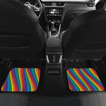 Curved Rainbow Pattern Print Front and Back Car Floor Mats