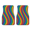 Curved Rainbow Pattern Print Front Car Floor Mats