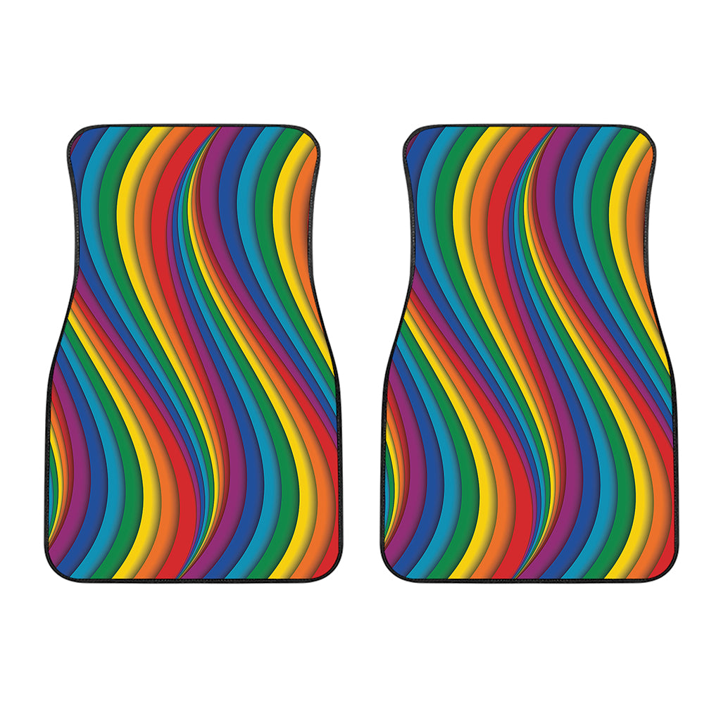 Curved Rainbow Pattern Print Front Car Floor Mats