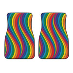 Curved Rainbow Pattern Print Front Car Floor Mats