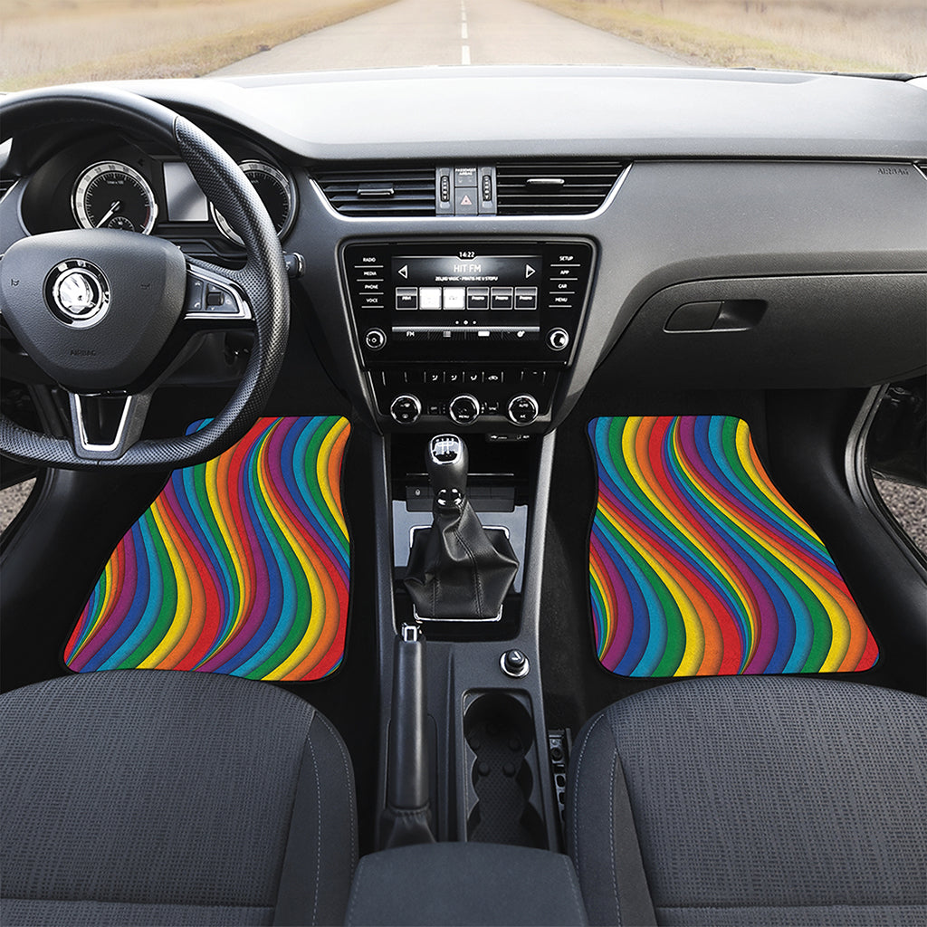 Curved Rainbow Pattern Print Front Car Floor Mats