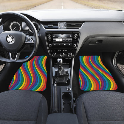Curved Rainbow Pattern Print Front Car Floor Mats