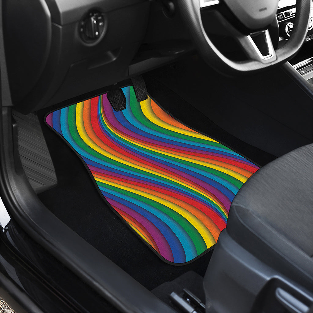 Curved Rainbow Pattern Print Front Car Floor Mats