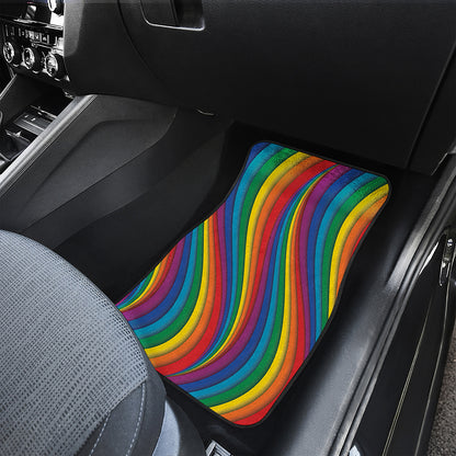 Curved Rainbow Pattern Print Front Car Floor Mats
