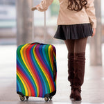 Curved Rainbow Pattern Print Luggage Cover