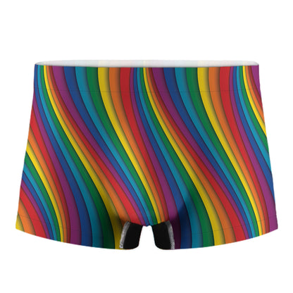 Curved Rainbow Pattern Print Men's Boxer Briefs