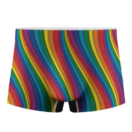 Curved Rainbow Pattern Print Men's Boxer Briefs