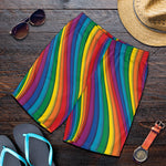 Curved Rainbow Pattern Print Men's Shorts