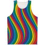 Curved Rainbow Pattern Print Men's Tank Top
