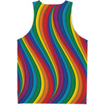 Curved Rainbow Pattern Print Men's Tank Top