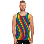 Curved Rainbow Pattern Print Men's Tank Top
