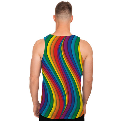 Curved Rainbow Pattern Print Men's Tank Top