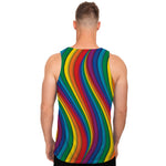 Curved Rainbow Pattern Print Men's Tank Top