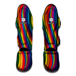 Curved Rainbow Pattern Print Muay Thai Shin Guard