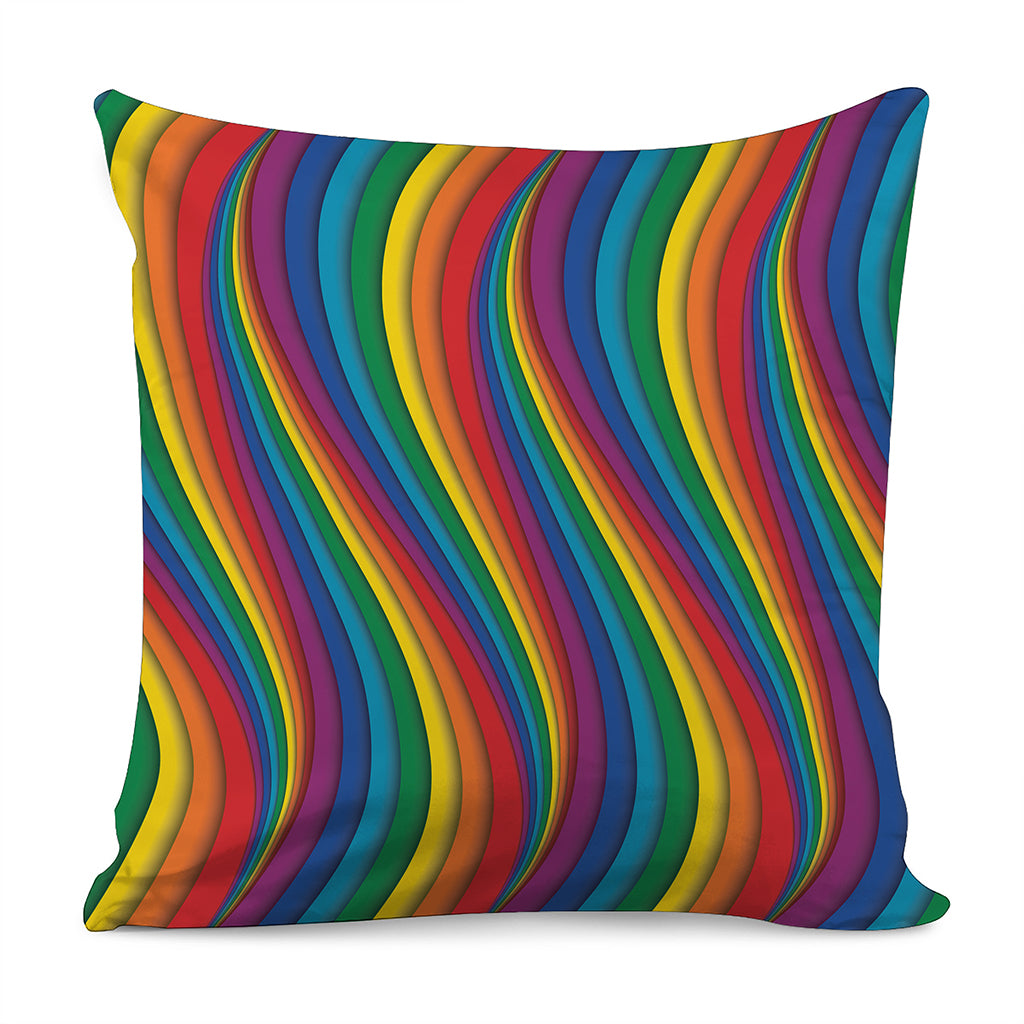 Curved Rainbow Pattern Print Pillow Cover