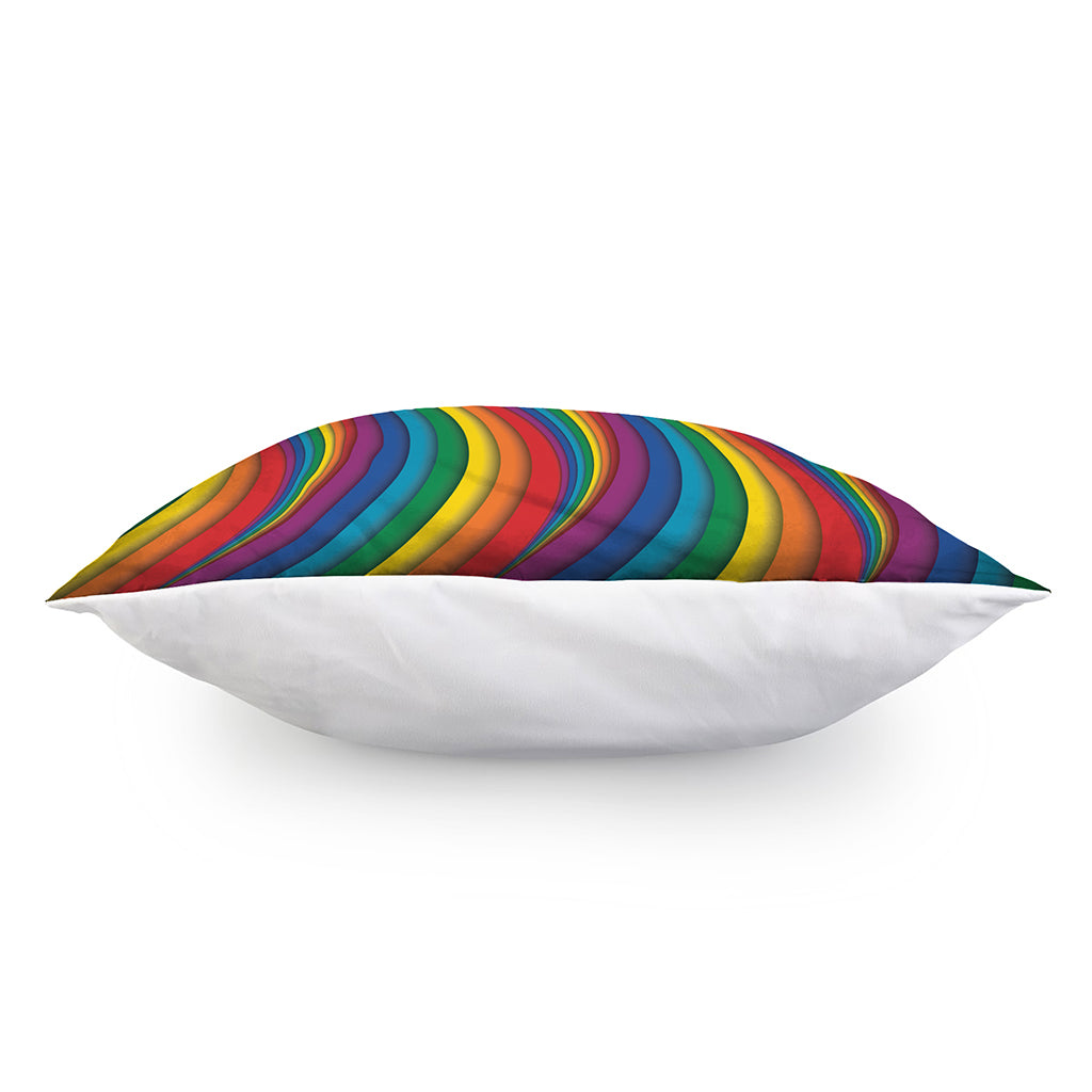 Curved Rainbow Pattern Print Pillow Cover