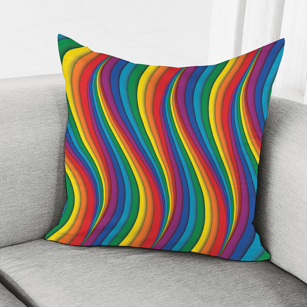 Curved Rainbow Pattern Print Pillow Cover