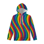 Curved Rainbow Pattern Print Pullover Hoodie