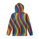 Curved Rainbow Pattern Print Pullover Hoodie