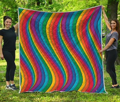 Curved Rainbow Pattern Print Quilt