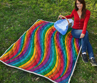 Curved Rainbow Pattern Print Quilt