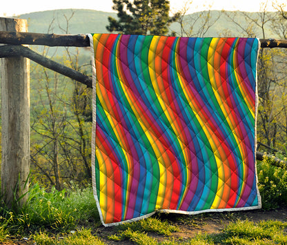 Curved Rainbow Pattern Print Quilt