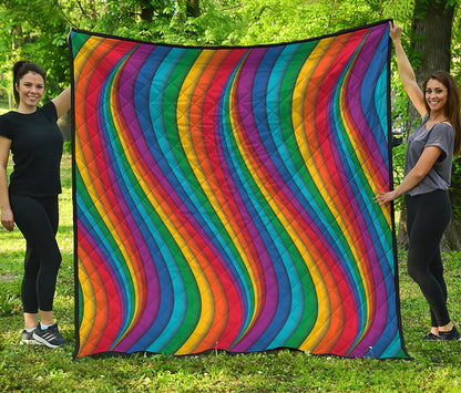 Curved Rainbow Pattern Print Quilt