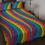 Curved Rainbow Pattern Print Quilt Bed Set