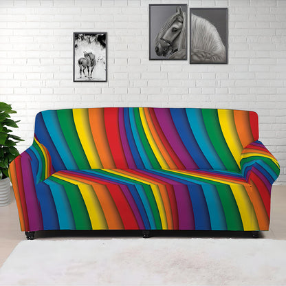 Curved Rainbow Pattern Print Sofa Cover