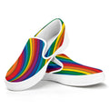 Curved Rainbow Pattern Print White Slip On Sneakers